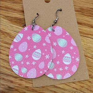 Pink Easter Egg Pattern Kids Earrings
